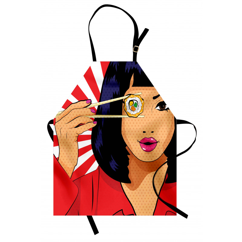 Pop Art Style Girl with Sushi Apron