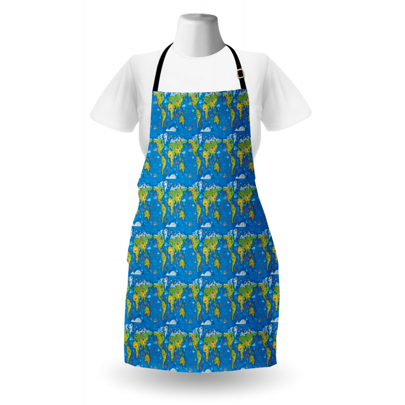 World Map in Green Shades Apron