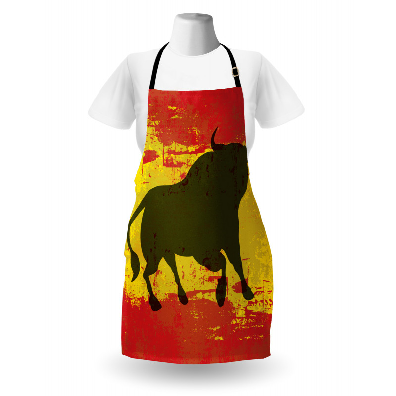 Bull Silhouette on Flag Apron