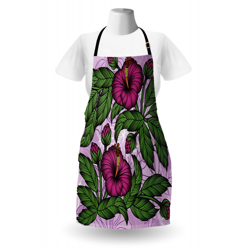 Hibiscus Blossoms Pattern Apron