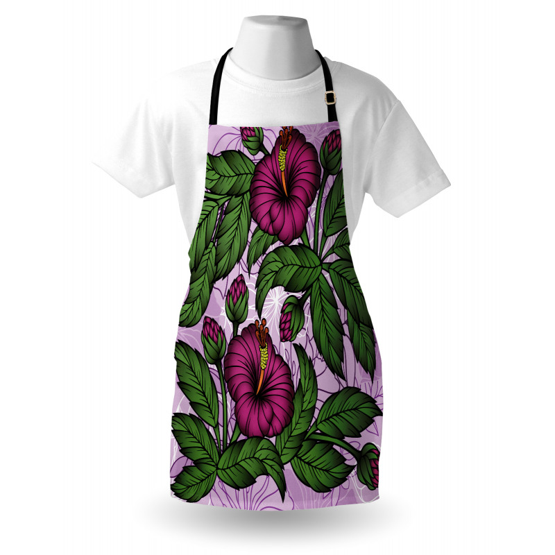 Hibiscus Blossoms Pattern Apron