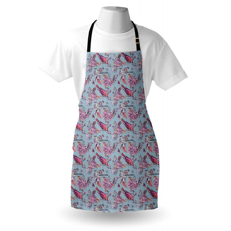 Perching Birds and Flowers Apron