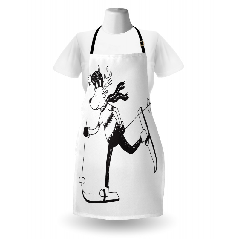 Skiing Funny Reindeer Apron