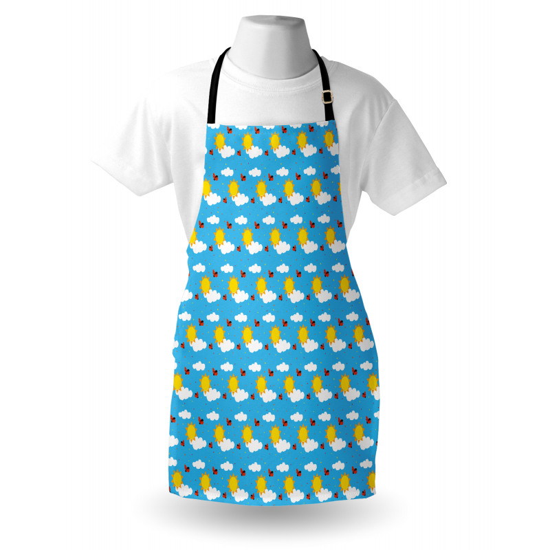Sky Cartoon with Fluffy Clouds Apron