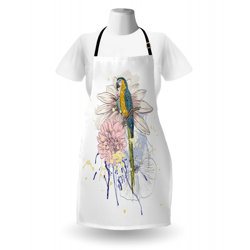 Parrot on Flower Bouquet Apron