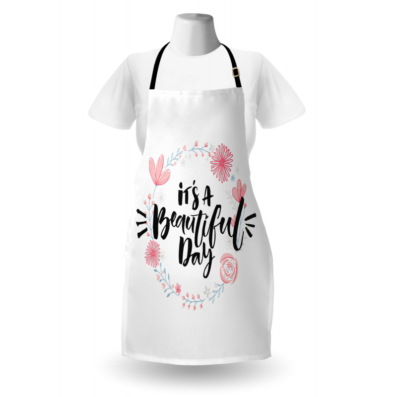 Floral Wreath Modern Text Apron