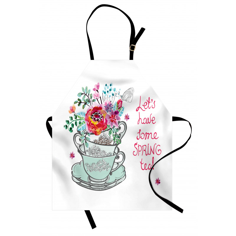 Lets Have Some Spring Tea Text Apron