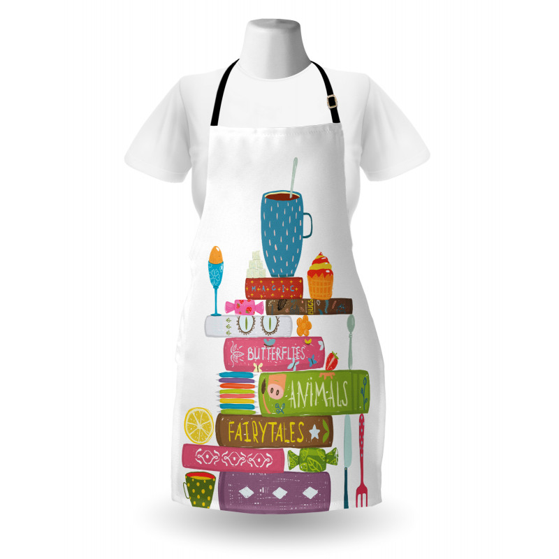 Cup on a Pile of Fantasy Books Apron