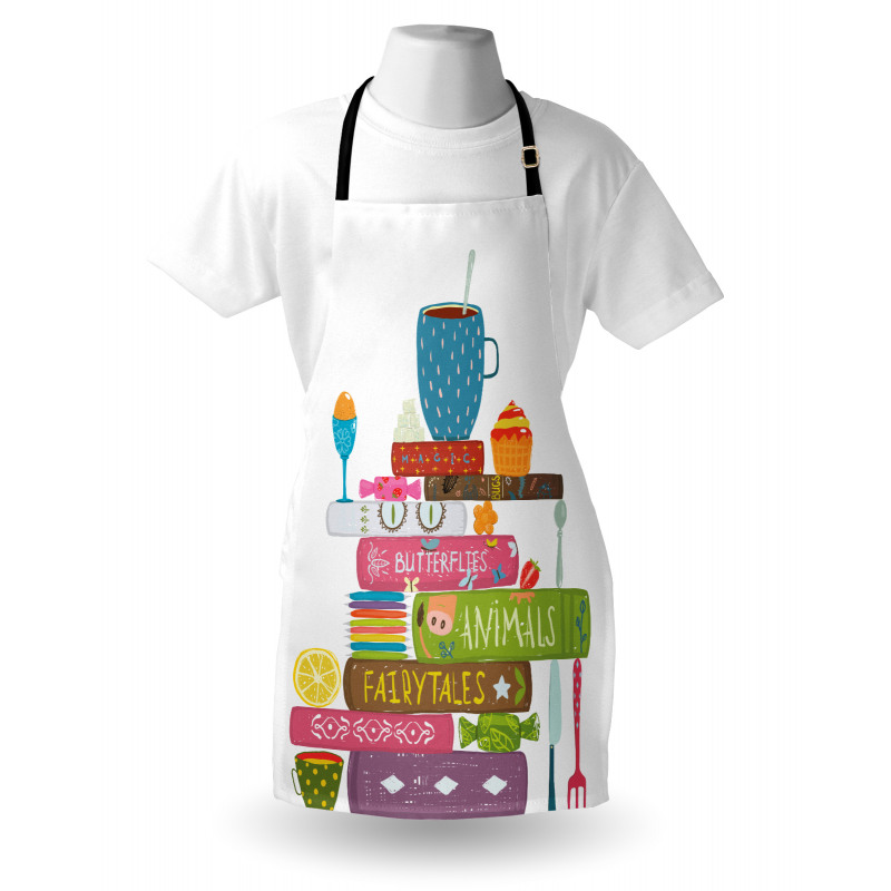 Cup on a Pile of Fantasy Books Apron