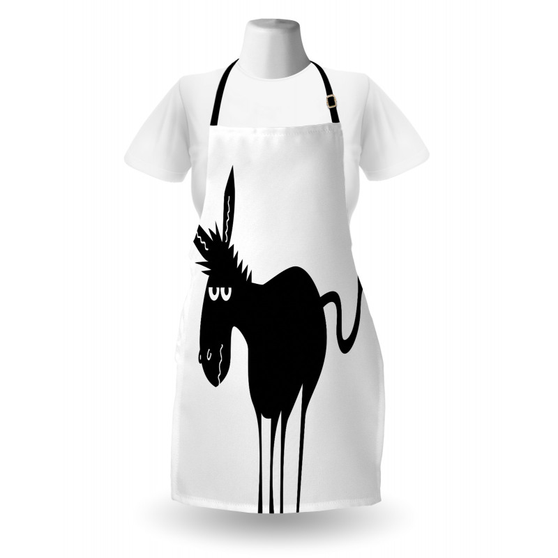 Black Fun Mascot Silhouette Apron