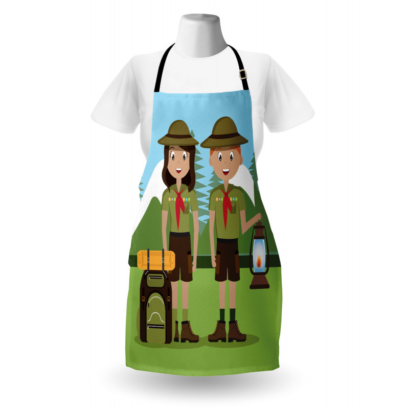 Woman and Men in Forest Apron