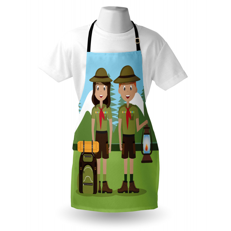 Woman and Men in Forest Apron