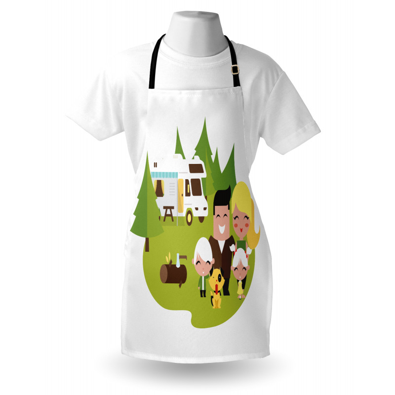 Happy Camper Family in Woods Apron