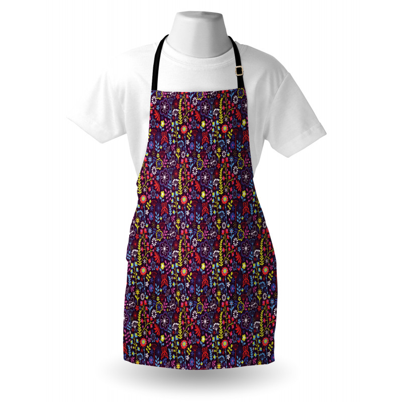 Summer Season Flowers Doodle Apron