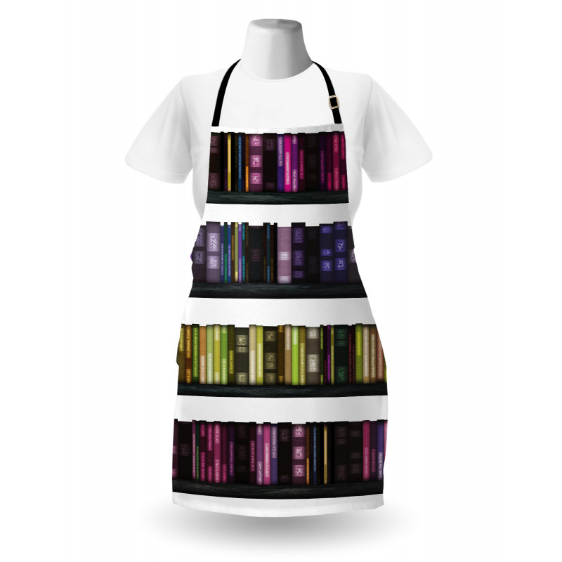 Colorful Books on Shelves Apron