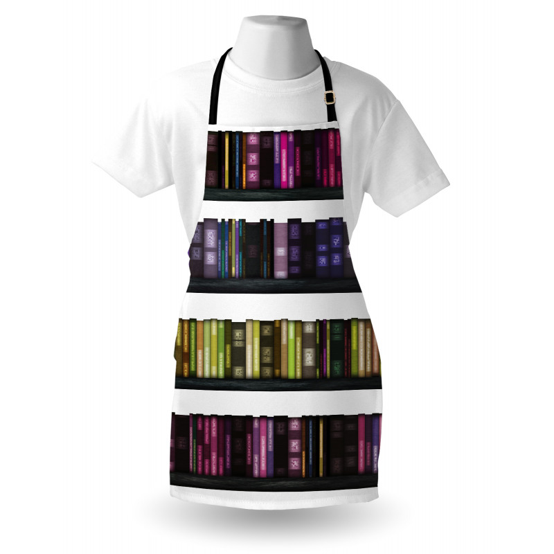 Colorful Books on Shelves Apron