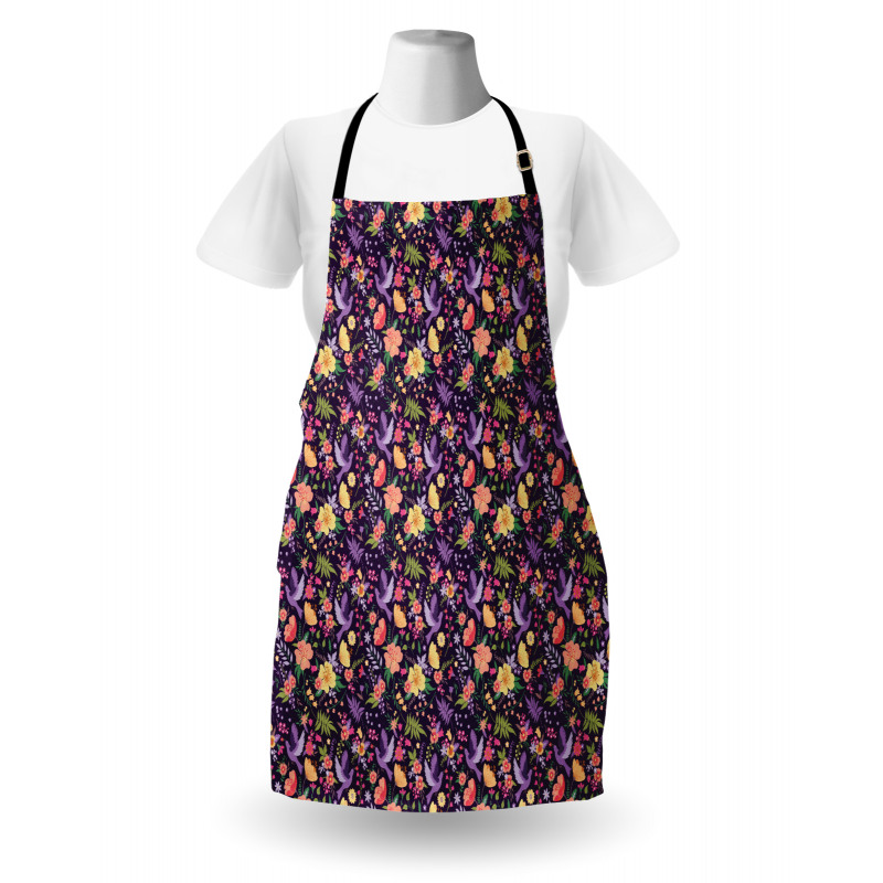 Birds and Colorful Flowers Apron