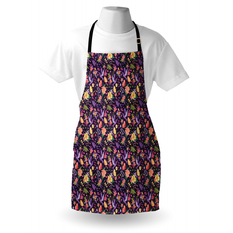 Birds and Colorful Flowers Apron