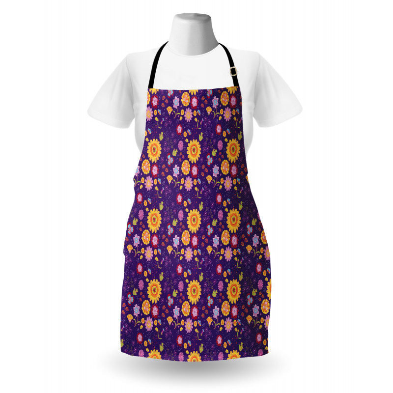 Cartoon Style Flower Blossom Apron