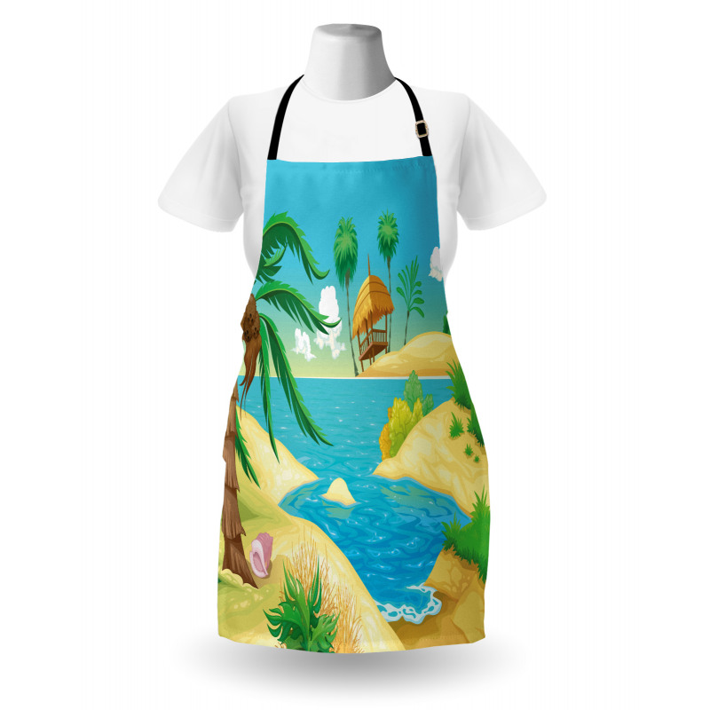 Beach View Cartoon Design Apron