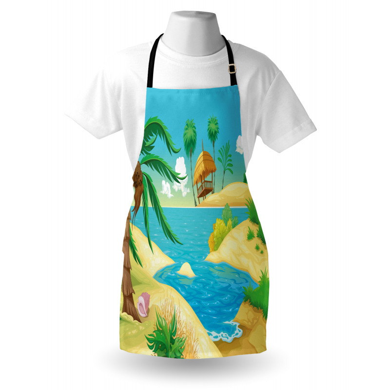 Beach View Cartoon Design Apron