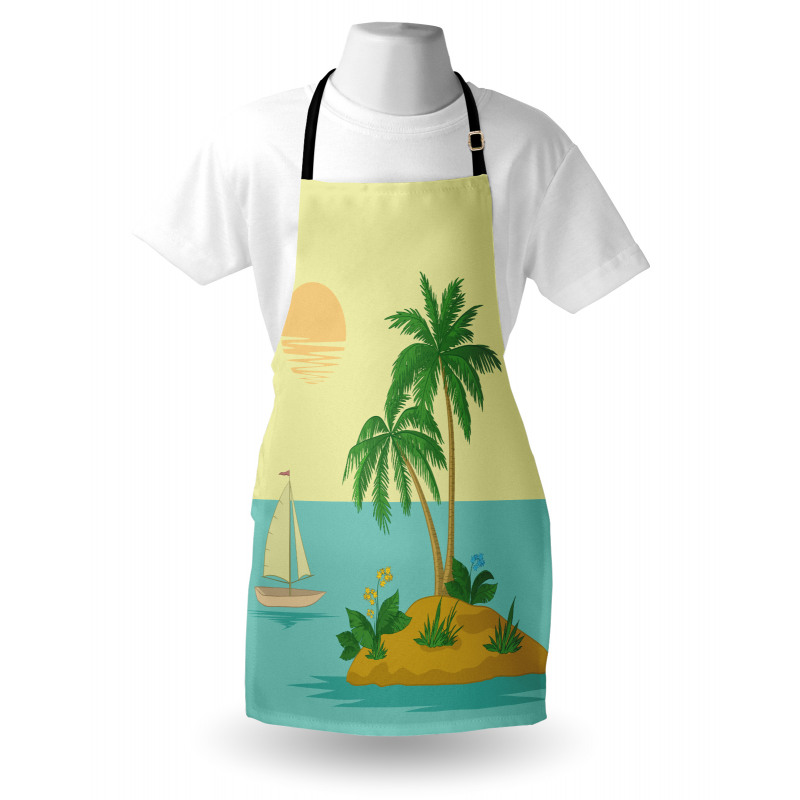 Tropical Palm Tree and Boat Apron