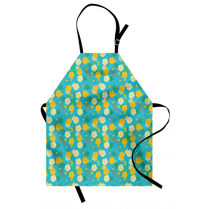 Flowers on Blue Pattern Apron