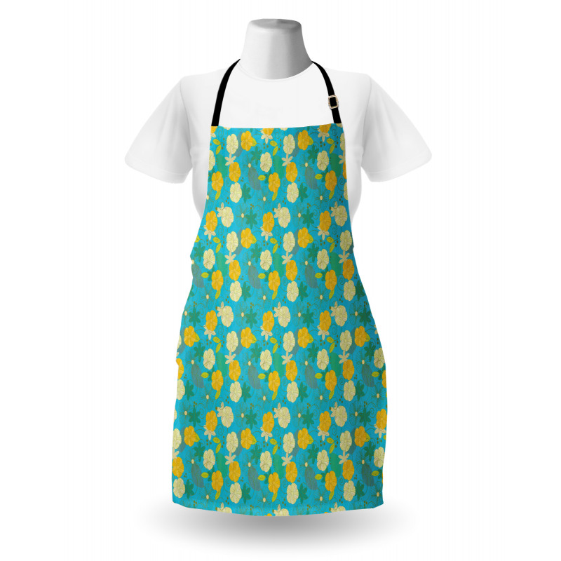 Flowers on Blue Pattern Apron