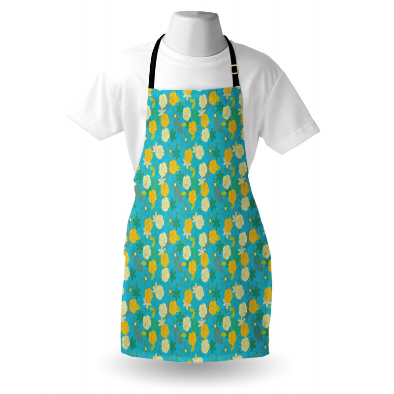 Flowers on Blue Pattern Apron