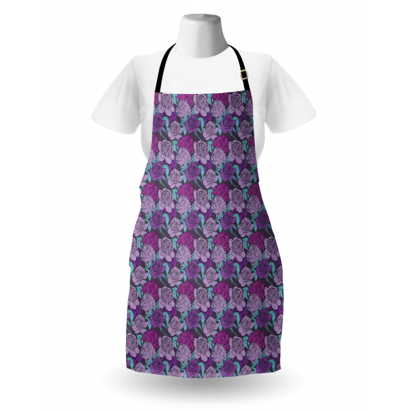 Pastel Tone Delicate Peonies Apron