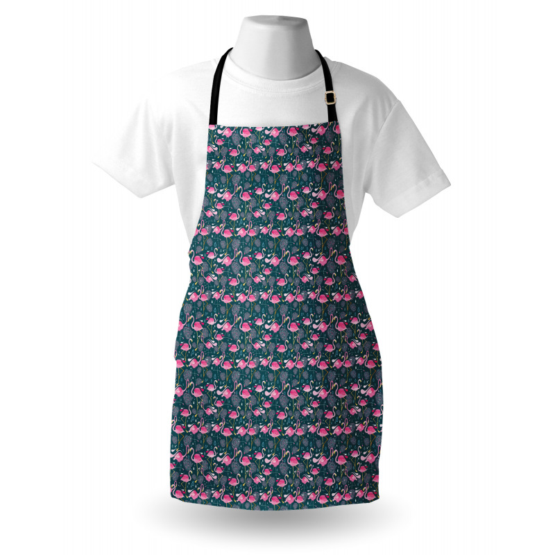 Exotic Pink Birds Flowers Apron