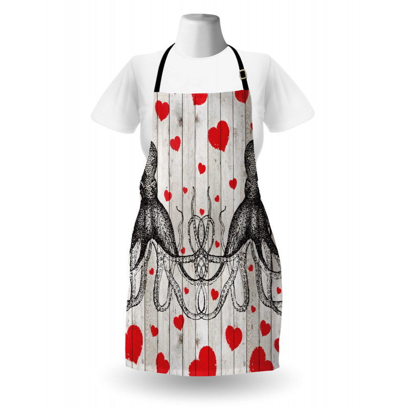 Octopus Sketch and Hearts Apron
