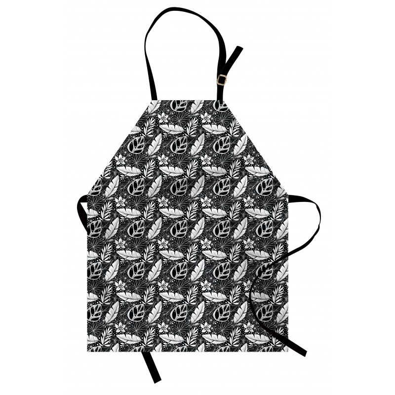 Monochrome Flowers and Dots Apron