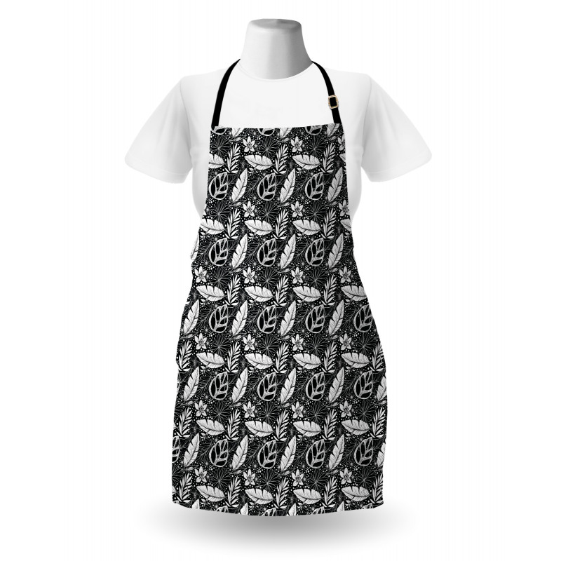 Monochrome Flowers and Dots Apron