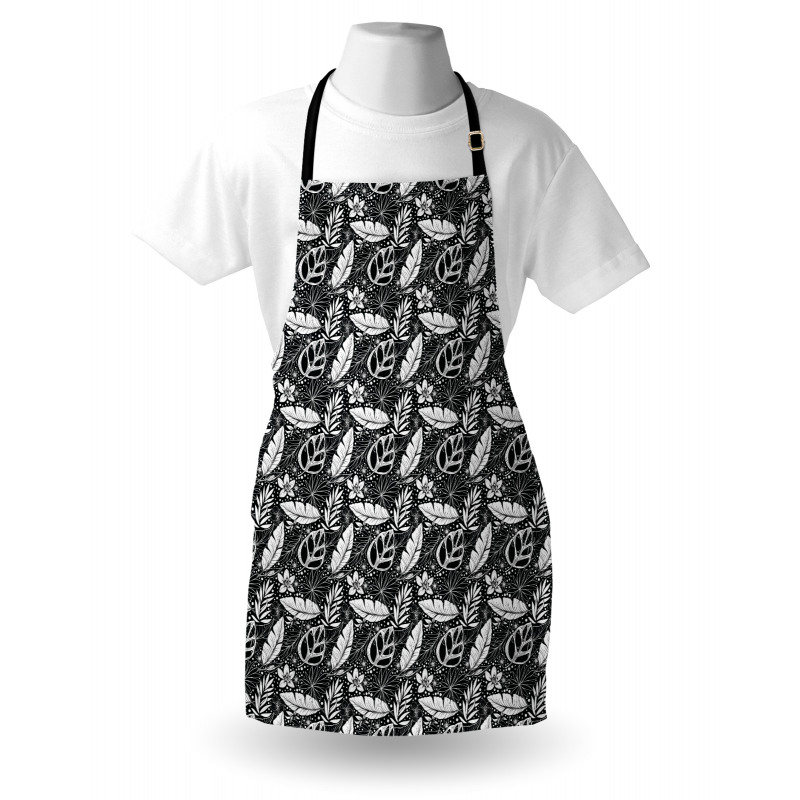 Monochrome Flowers and Dots Apron