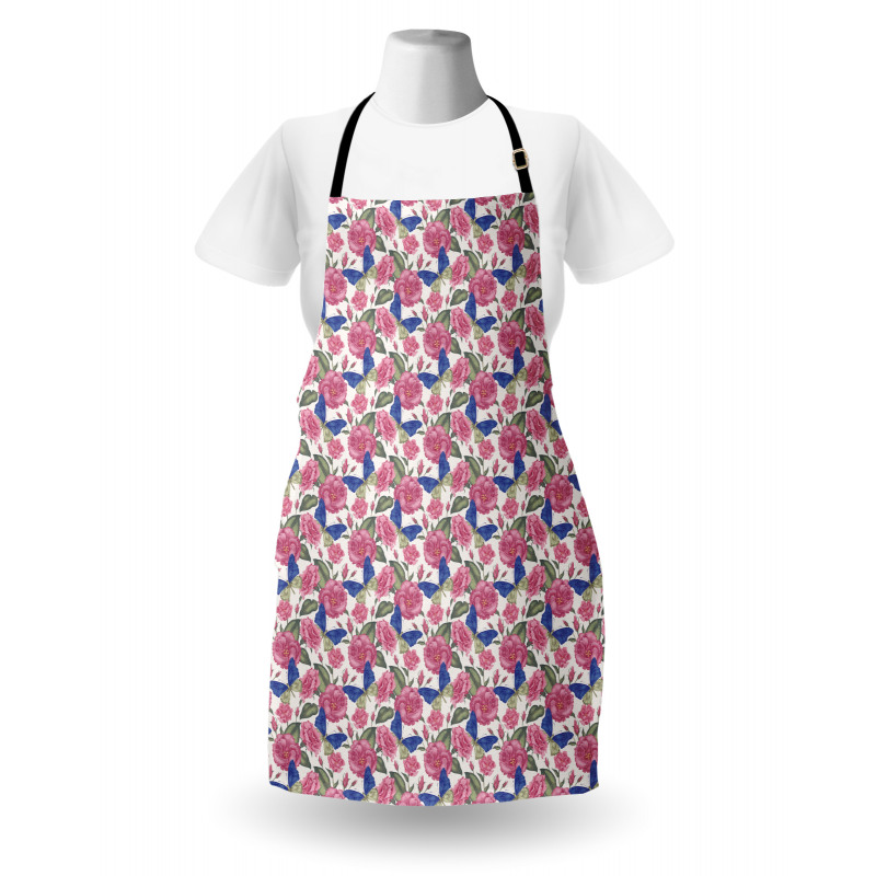 Butterflies Pink Flowers Apron