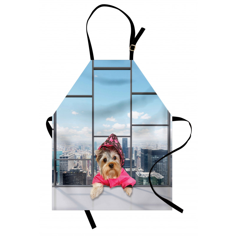 Hayvan Deseni Mutfak Önlüğü Pembe Kıyafetli Köpek