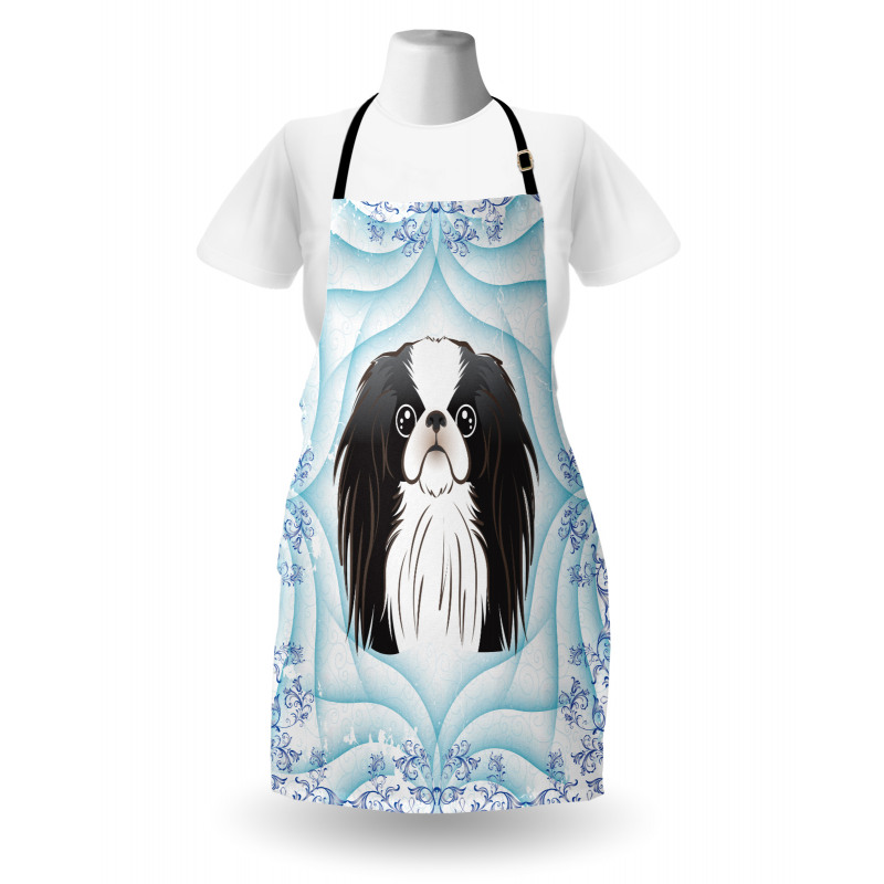 Cartoon Puppy Floral Ornate Apron