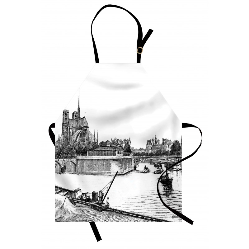 Antique Paris Sketch Art Apron