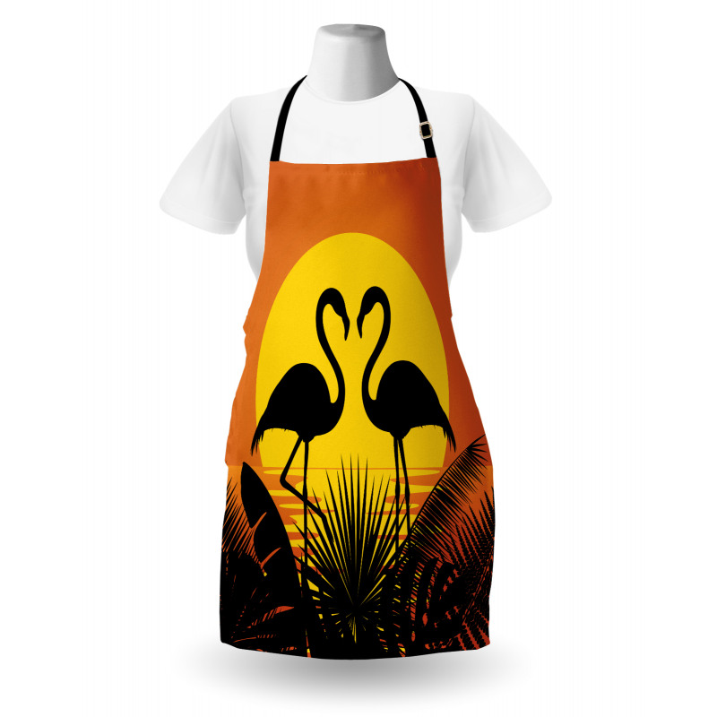 Sunset Flamingo Leaves Apron