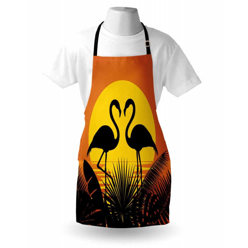 Sunset Flamingo Leaves Apron