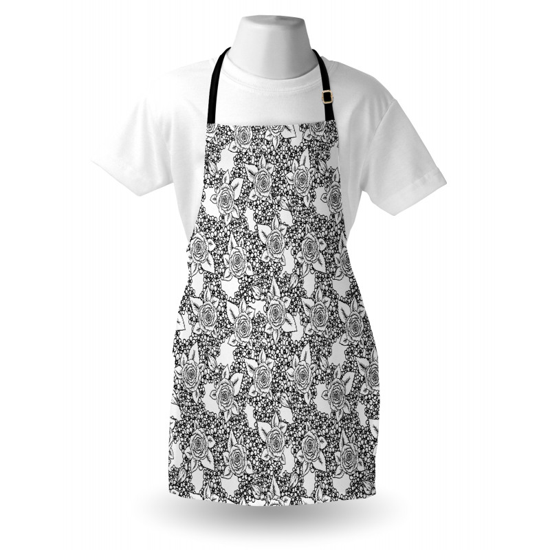 Monochrome Flora Romance Apron