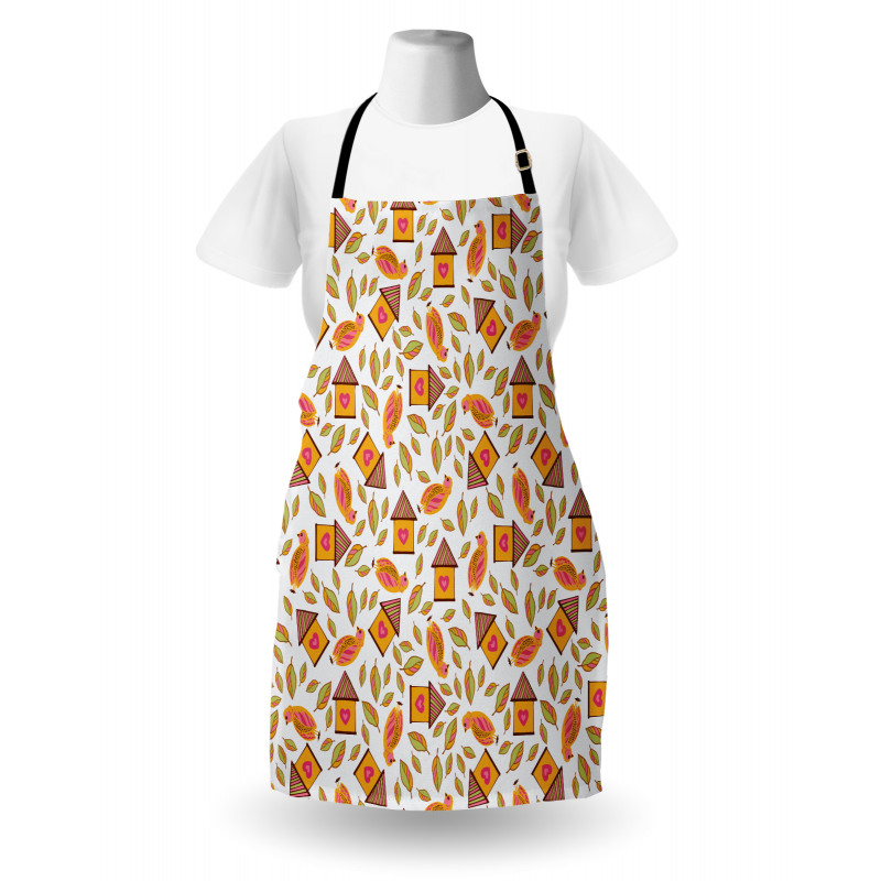 Birds Tiny Houses and Leaves Apron