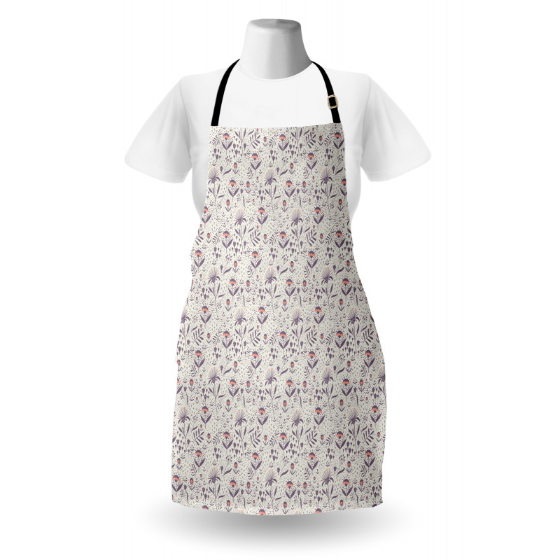 Blossom Pattern on Off White Apron