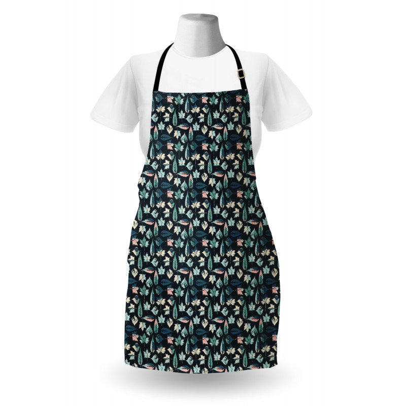 Moda Mutfak Önlüğü Suluboya ile Gölgeli Ağaç Yaprakları Çeşitleri