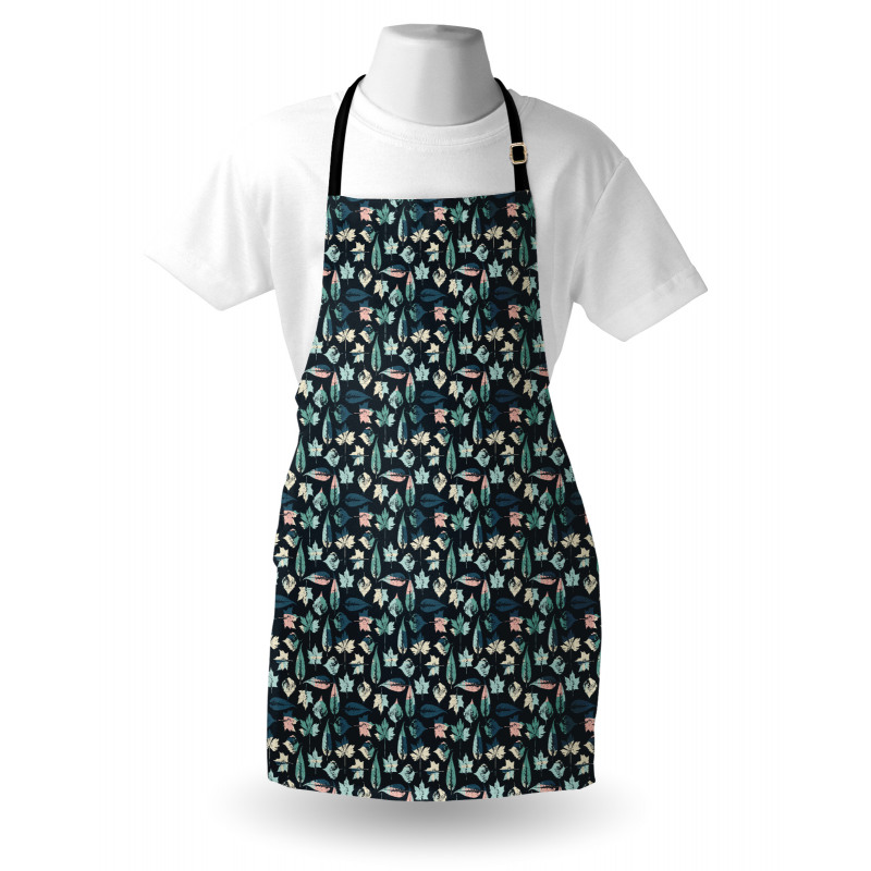 Moda Mutfak Önlüğü Suluboya ile Gölgeli Ağaç Yaprakları Çeşitleri