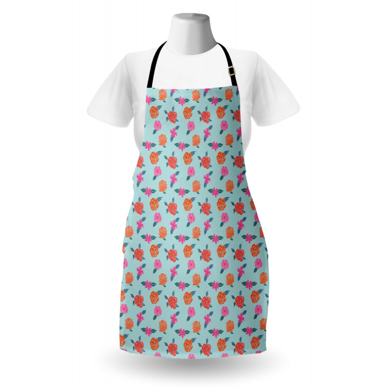 Abstract Pink Orange Flowers Apron