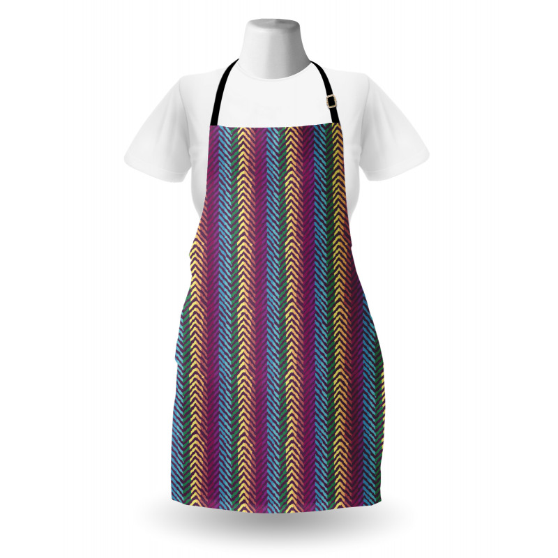 Retro Tone Chevron Zig Zag Apron