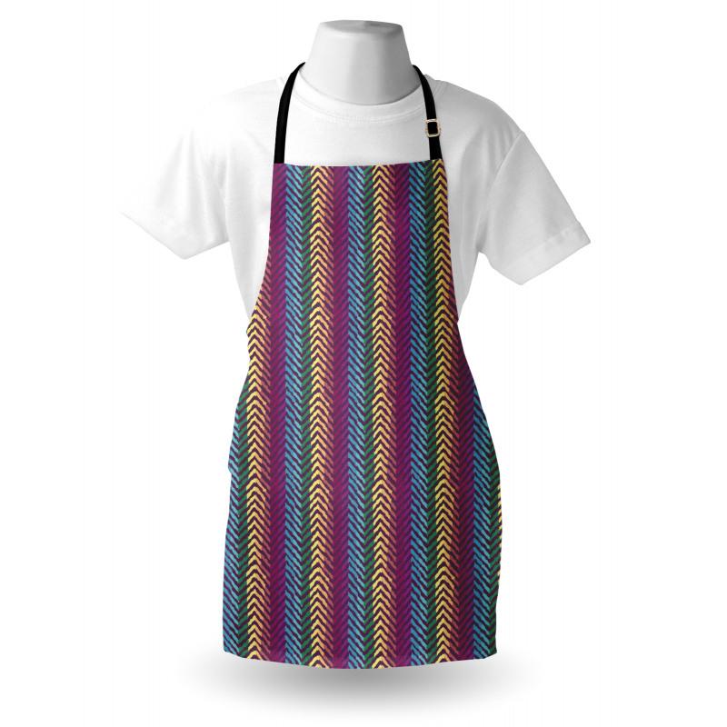 Retro Tone Chevron Zig Zag Apron