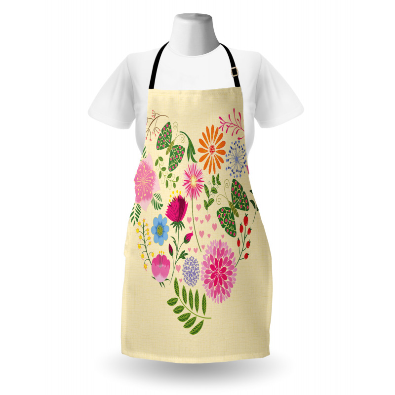 Colorful Flowers Butterflies Apron